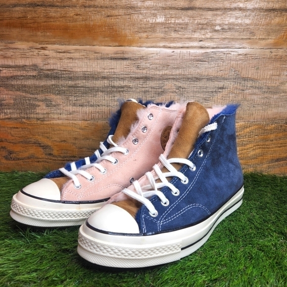 New Converse Tri Panel x Chuck 70 Hi 'Navy Blue/Baby Pink' 166319C - Picture 2 of 12